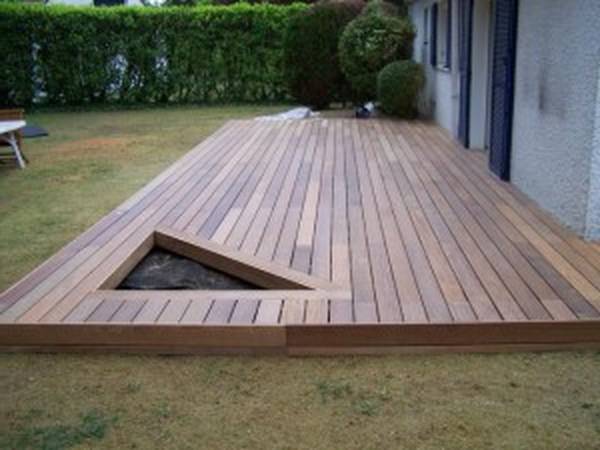 pose terrasse bois sur plot beton